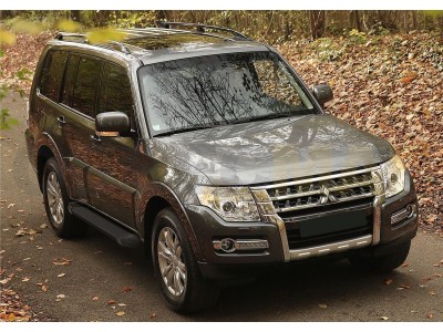 Пороги алюминиевые Rival Black New для Mitsubishi Pajero 4 № F173ALB.4002.1