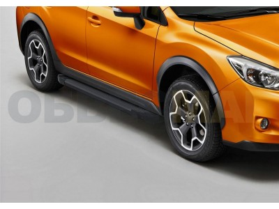 Пороги алюминиевые Rival Black New для Subaru XV 2011-2017