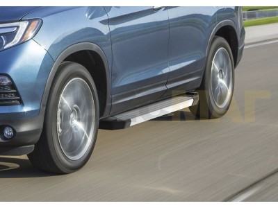 Пороги алюминиевые Rival Silver New для Honda Pilot 2016-2021