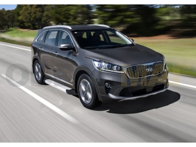 Пороги алюминиевые Rival Silver New для Kia Sorento Prime № F180AL.2803.4