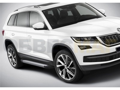 Пороги алюминиевые Rival Silver New для Skoda Kodiaq № F180AL.5102.2