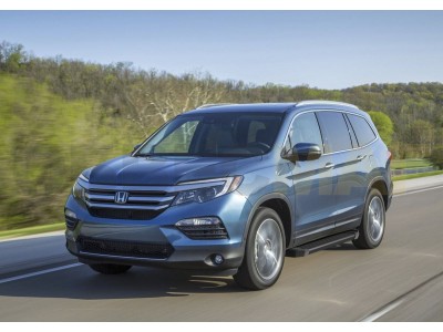 Пороги алюминиевые Rival Black New для Honda Pilot № F180ALB.2105.1