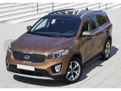 Пороги алюминиевые Rival Black New для Kia Sorento Prime № F180ALB.2803.3