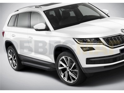 Пороги алюминиевые Rival Black New для Skoda Kodiaq № F180ALB.5102.2