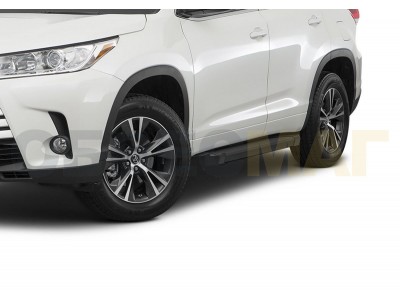 Пороги алюминиевые Rival Black New для Toyota Highlander 2014-2020