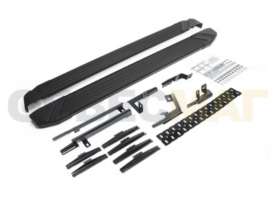 Пороги алюминиевые Rival Black New для Toyota Highlander 2014-2020