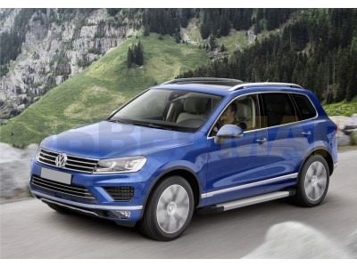 Пороги алюминиевые Rival Silver New для Volkswagen Touareg № F193AL.5801.3