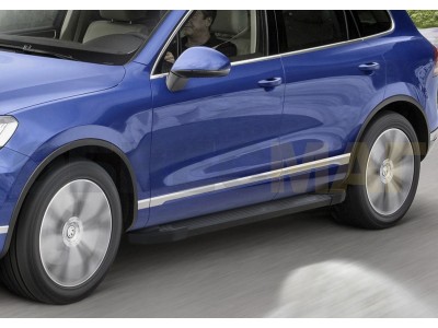 Пороги алюминиевые Rival Black New для Volkswagen Touareg 2010-2017