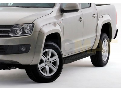 Пороги алюминиевые Rival Black New для Volkswagen Amarok 2010-2016
