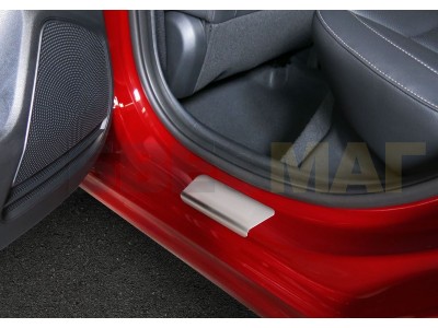Накладки порогов Rival с надписью 4 штуки для Kia Rio 2017-2021