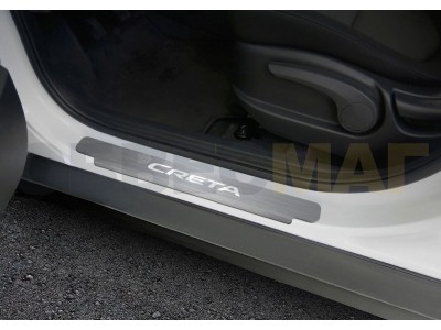 Накладки порогов Rival с надписью 4 штуки для Hyundai Creta 2016-2021
