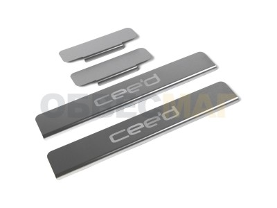 Накладки порогов Rival с надписью 4 штуки для Kia Ceed № NP.2804.3