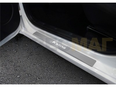 Накладки порогов Rival с надписью 4 штуки для Lada Kalina 2 2013-2018