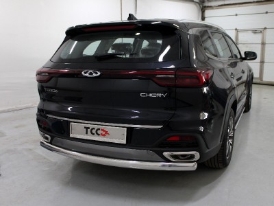 Защита заднего бампера овальная 75х42 мм для Chery Tiggo 8 № CHERTIG820-34