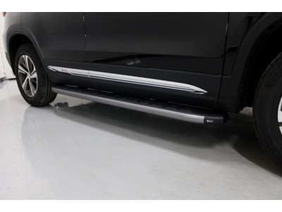 Пороги алюминиевые с пластиковой накладкой карбон серые для Changan CS75 № CHANCS7520-24GR