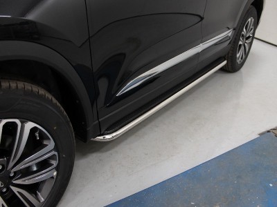 Пороги с площадкой нержавеющий лист 42 мм для Chery Tiggo 8 № CHERTIG820-25