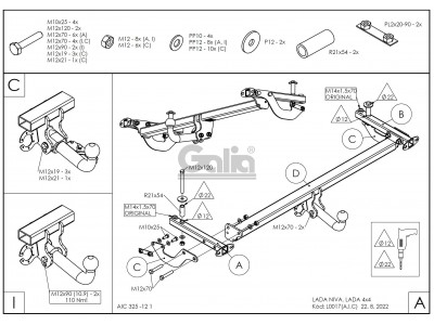 ТСУ Фаркоп оцинкованный Galia шар A для Нива ВАЗ 2121/2131 № L001A