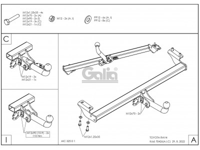 ТСУ Фаркоп оцинкованный Galia шар A для Toyota RAV4/Chery Tiggo/Vortex Tingo № T042A