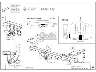 ТСУ Фаркоп оцинкованный Galia шар A для Toyota Corolla № T064A