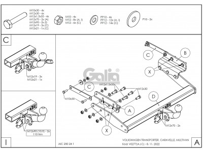ТСУ Фаркоп оцинкованный Galia шар A для Volkswagen Transporter T4 № V027A