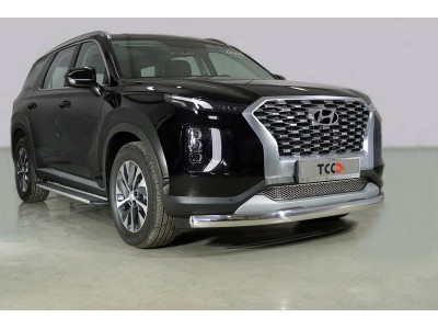 Защита передняя овальная 75х42 мм для Hyundai Palisade № HYUNPAL21-03