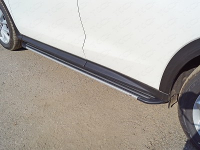 Пороги алюминиевые Slim Line Silver для Infiniti QX50 № INFQX5018-21S