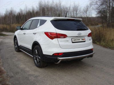 Защита заднего бампера центральная 60 мм для Hyundai Santa Fe № HYUNSF12-08