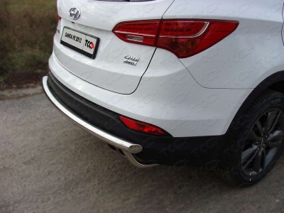 Защита заднего бампера центральная 60 мм ТСС для Hyundai Santa Fe 2012-2015