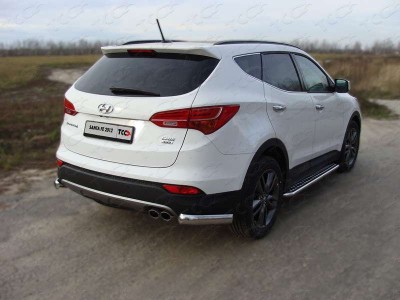 Пороги с площадкой алюминиевый лист 42 мм для Hyundai Santa Fe № HYUNSF12-03