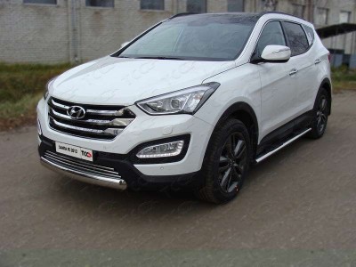Защита передняя овальная короткая 75-42 мм для Hyundai Santa Fe № HYUNSF12-10