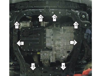 Защита картера двигателя, КПП (1,5 мм, сталь) для Hyundai Santa Fe 2006-2012