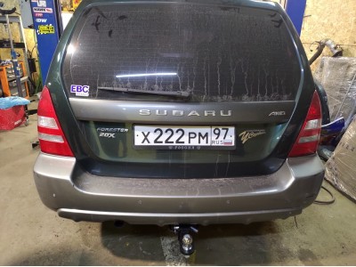 Фаркоп Бизон шар Е съемное крепление под американский квадрат для Subaru Forester 1997-2008