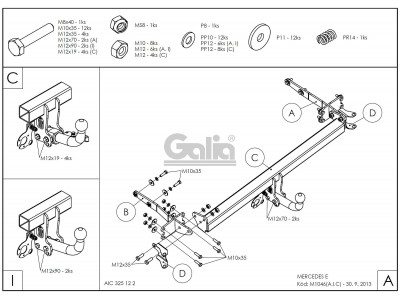 ТСУ Фаркоп оцинкованный Galia шар A для Mercedes-Benz E-Class W211 № M104A