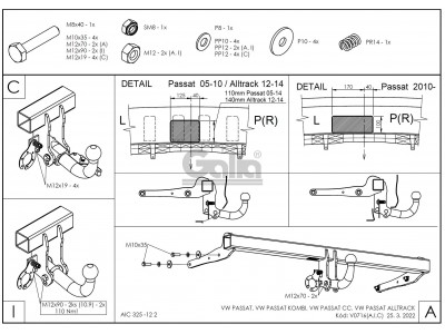 ТСУ Фаркоп оцинкованный Galia шар A для Volkswagen Passat B7/Passat CC № V071A