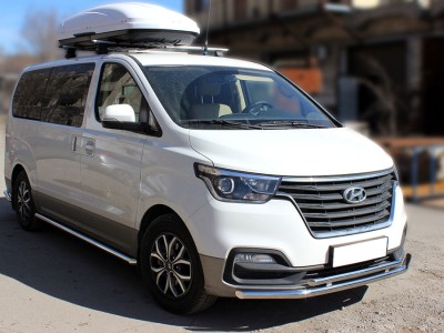 Пороги труба d-53 Технотек для Hyundai H-1 Starex 2017 – н.в.