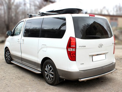 Защита заднего бампера радиусная одинарная d-53 Технотек для Hyundai H-1 Starex 2017 – н.в.