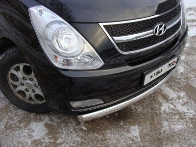 Защита передняя овальная 75х42 мм ТСС для Hyundai H-1 Starex 2007-2018 HYUNH113-01