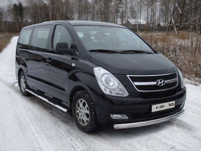 Защита передняя овальная 75х42 мм ТСС для Hyundai H-1 Starex 2007-2018 HYUNH113-01