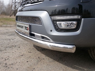 Защита передняя овальная 75х42 мм ТСС для Kia Mohave 2016-2020