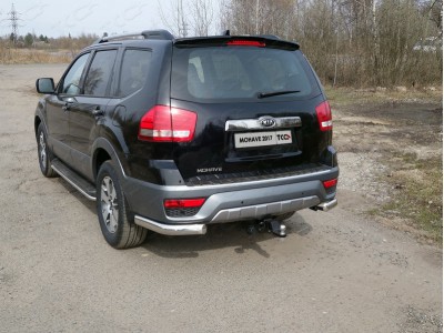 Защита задняя овальные уголки 75х42 мм ТСС для Kia Mohave 2016-2020