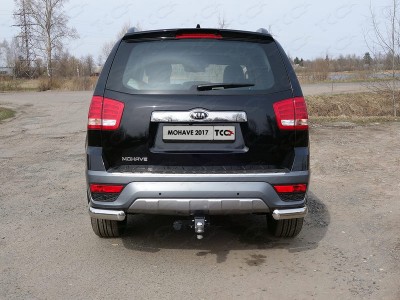 Защита задняя овальные уголки 75х42 мм ТСС для Kia Mohave 2016-2020