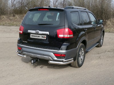 Защита задняя двойные уголки 76-42 мм ТСС для Kia Mohave 2016-2020