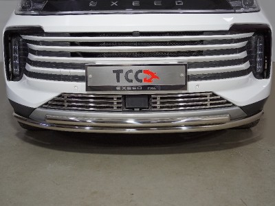 Защита передняя нижняя (двойная) 42,4/42,4 мм ТСС для Exeed TXL 1.6L Turbo 4WD 2021 – н.в. 