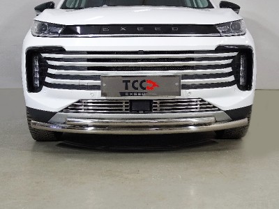 Защита передняя нижняя (двойная) 60,3/42,4 мм ТСС для Exeed TXL 1.6L Turbo 4WD 2021 – н.в. 