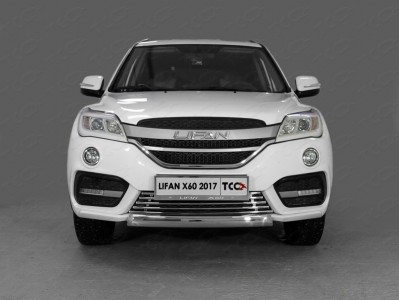 Защита переднего бампера овальная 75х42 мм для Lifan X60 № LIFX6017-06