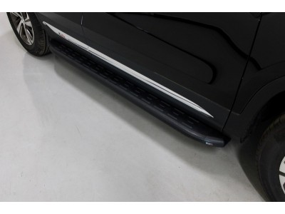 Пороги алюминиевые с пластиковой накладкой карбон черные для Changan CS75 № CHANCS7520-24BL