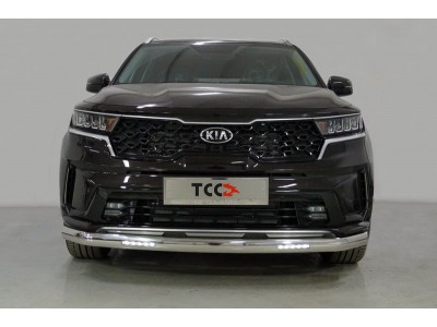 Защита передняя овальная с ДХО 75х42 мм для Kia Sorento № KIASOR20-18