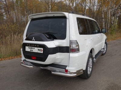 Защита задняя двойные уголки 76-42 мм для Mitsubishi Pajero 4 № MITPAJ414-13
