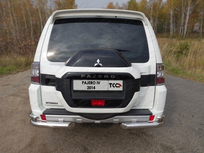Защита задняя двойные уголки 76-42 мм ТСС для Mitsubishi Pajero 4 2014-2021