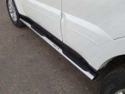 Пороги труба овальная с накладками 120х60 мм для Mitsubishi Pajero 4 № MITPAJ414-08